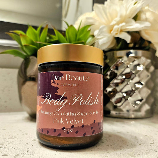 Pink Velvet Foaming Body Polish  Immerse yourself in the luxurious experience of our Pink Velvet Foaming Body Polish, a decadent fusion of skincare and indulgence. This exquisite polish is crafted to transform your self-care routine into a velvety ritual, leaving your skin polished, radiant, and delicately scented. Enriched with the essence of velvety roses and nourishing botanicals, this foaming body polish invites you to embrace the beauty of pampered perfection.